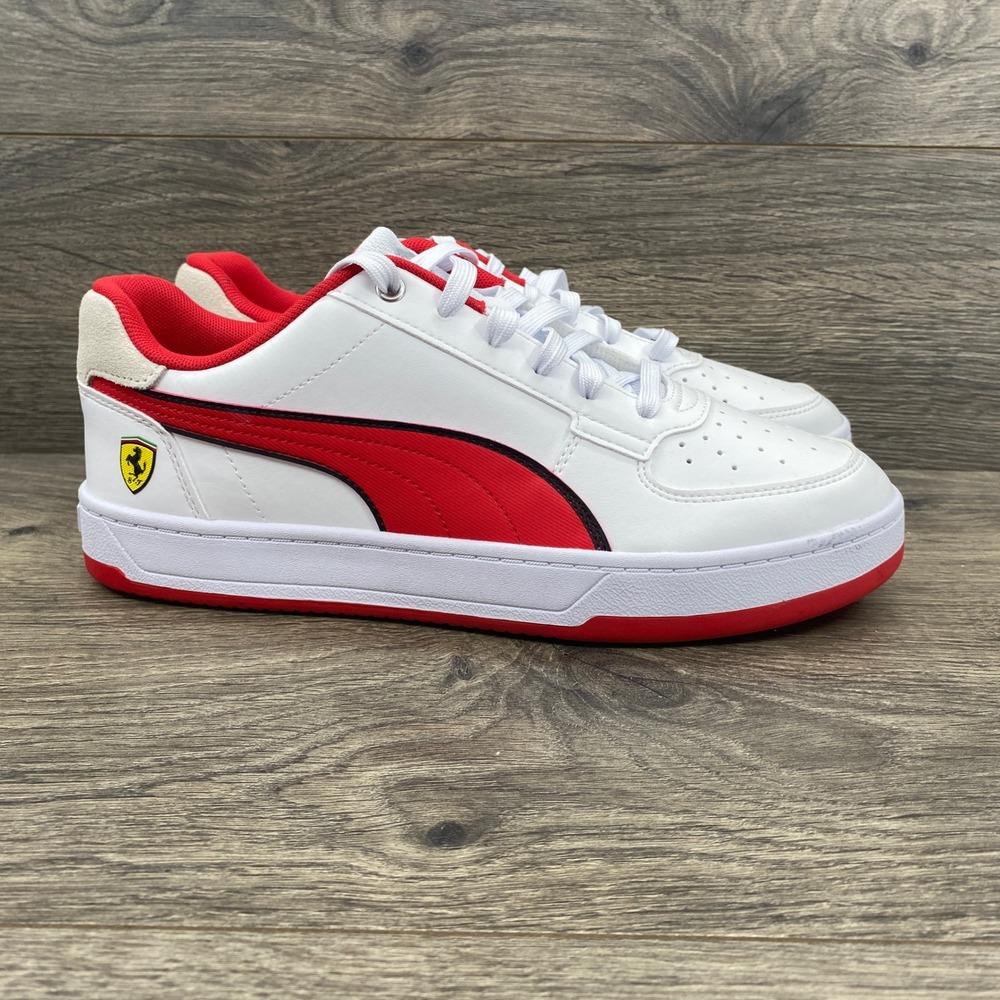 Puma Ferrari Caven 2.0 Sneakers Mens 8.5 White Red Motorsport Shoes 308901-02
